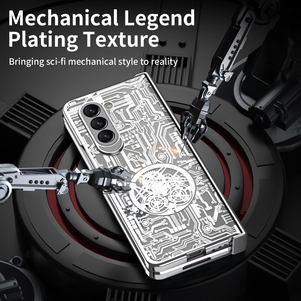 Mechanical Legend Series For Samsung Galaxy Z Fold5 5G Electroplating Phone Case All-Inclusive PC Cover with Tempered Glass Film Mechanical Legend Series For Samsung Galaxy Z Fold5 5G Electroplating Phone Case All-Inclusive PC Cover with Tempered Glass Film